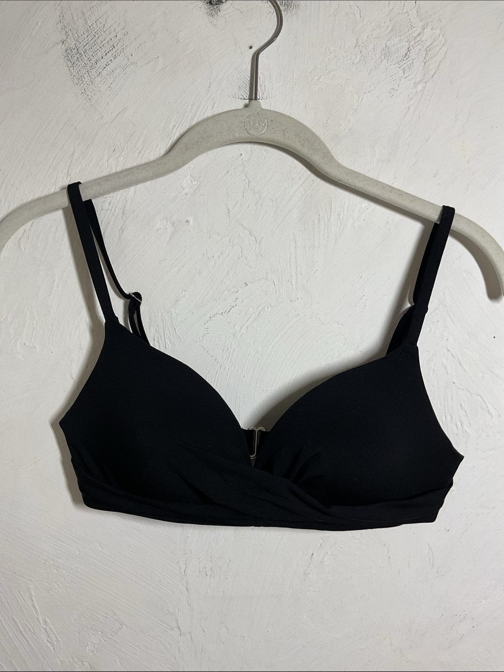 H&M Black Twist Front Push Up Bikini Top Size 34A Back Clasp Swim